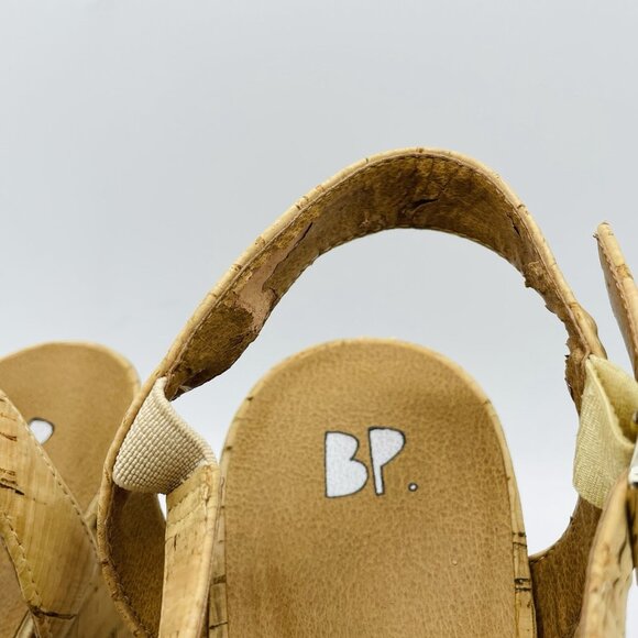 BP Womens Shoes Size 9 M Cork Strappy Wedge Ankle Strap High Heels Sandals - Picture 10 of 13